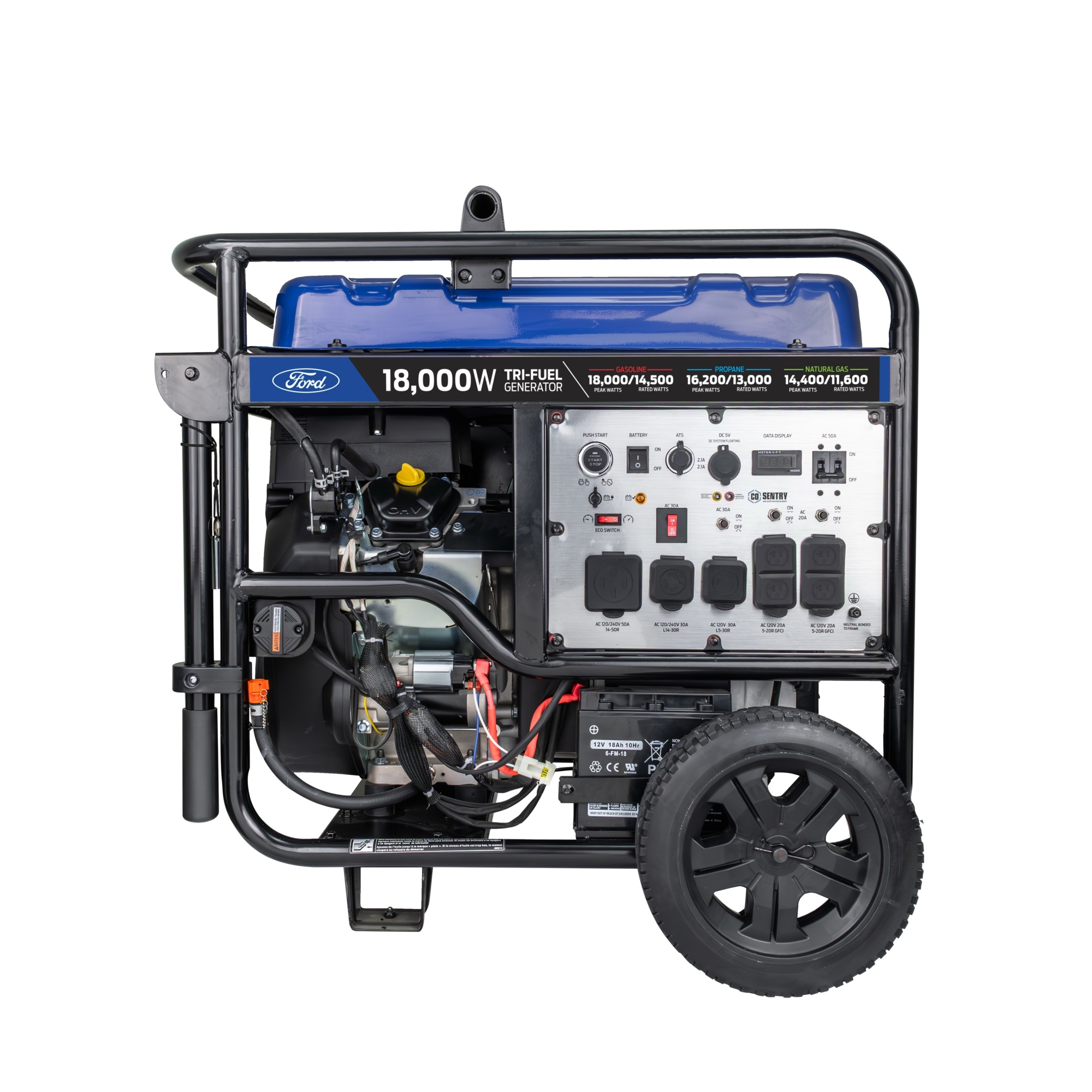 Ford 18,000 Watt Tri-Fuel Portable Generator with CO Sentry and Remote Start — 713cc V-Twin Engine, Model# FG18KVTWTCO